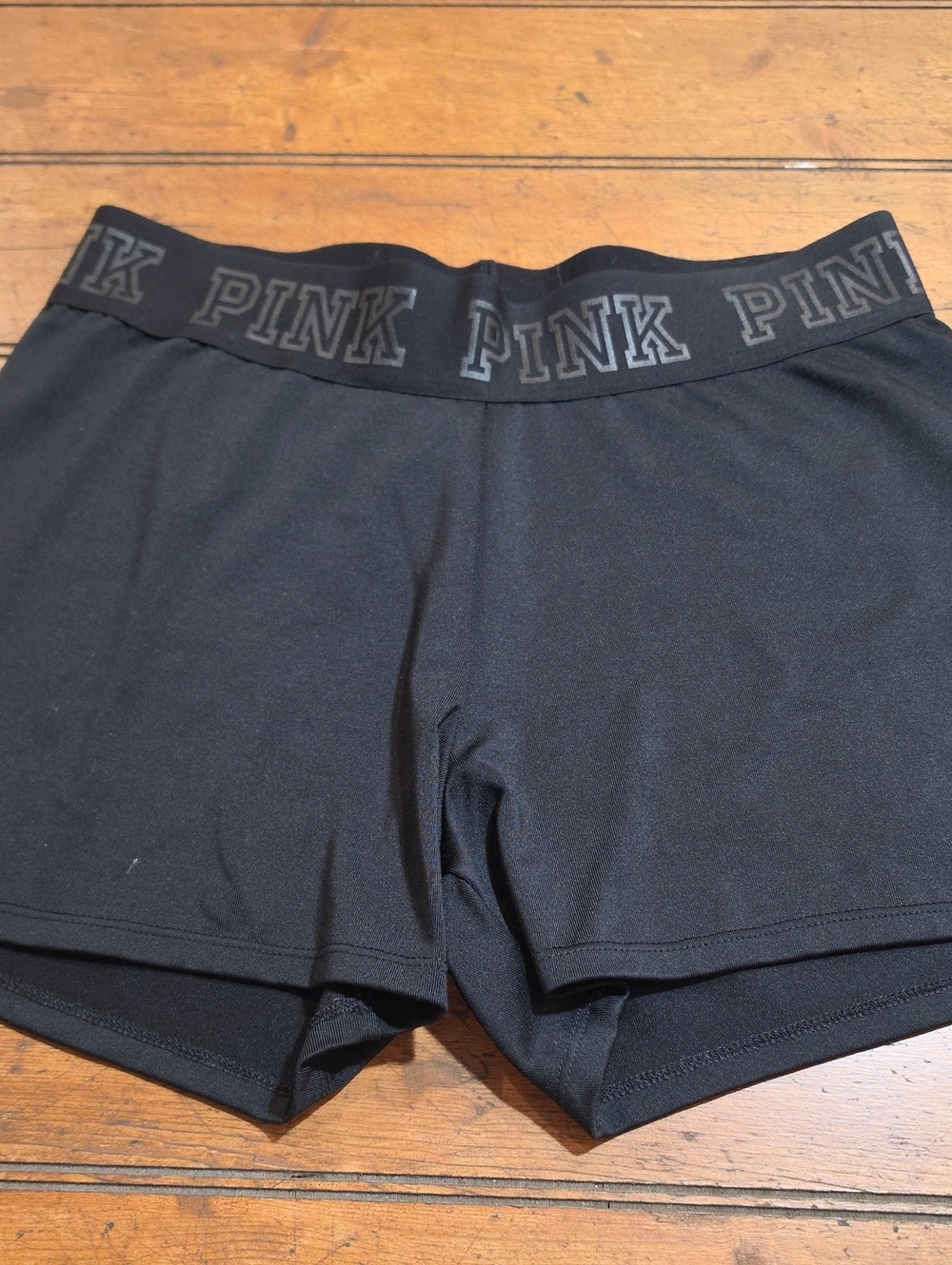 PINK Victoria's Secret Black Logo Elastic Waist Athletic Shorts
